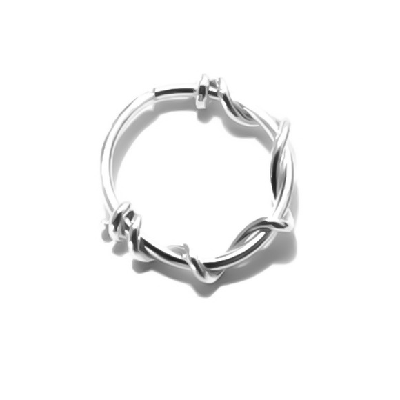 (20G-14G)925 Sterling Silver Barbed Wire Nose Ring Septum Hoop Cartilage Earring - Picture 2 of 10